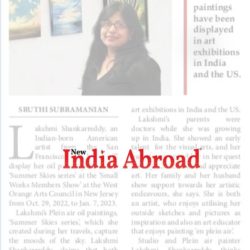 artist- Lakshmi Shankarreddy - San Francisco Bay Area - art show- New India abroad - newspaper- New Jersey - arts council - California artist fuzzy