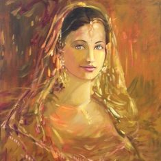 Indian lady- oil on canvas- artist- lakshmi shankarreddy- san francisco bay area